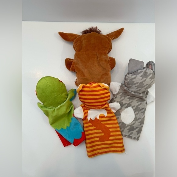 Lot of 4 Toddler Hand Puppets Melissa and Doug Snuggle Bud Cat Parrot Cow Bunny - Picture 3 of 5